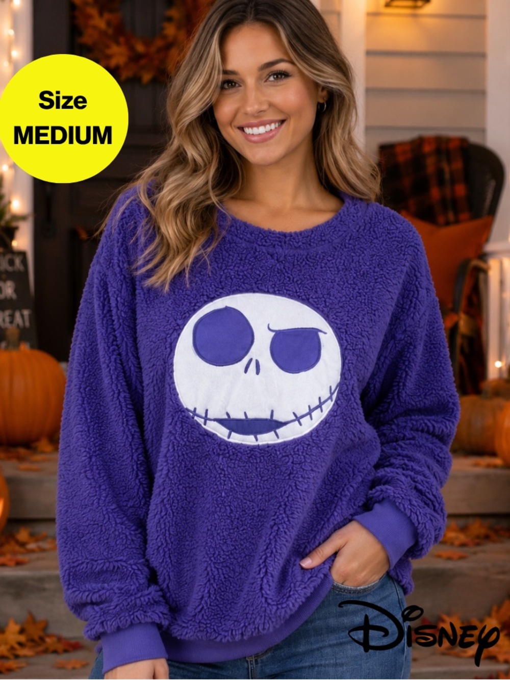 2/for $20 🪩 JACK SKELLINGTON Faux Fur Fleece Shirt, Sleepwear (Size Medium)
